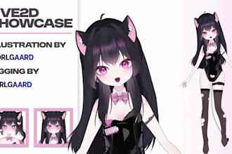create a quality live2d vtuber model, 2d vtuber design, anime vtuber rigging