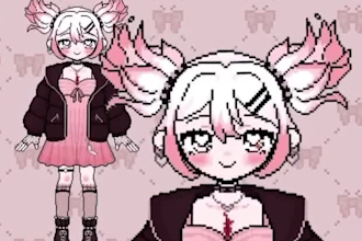 draw cute pixel live2d vtuber model, anime pixel model pixel rigging for stream