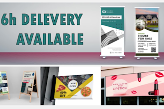 design attractive roll up banners, yard signs, billboards and trade show signs