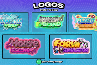 design a custom cartoon roblox logo for your game or group