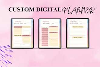design custom digital planner, digital journal, calendar for goodnotes and etsy
