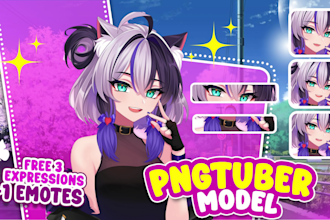 draw pngtuber model character for your stream anime style
