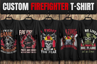 design custom firefighter t shirt and firefighter logo for you