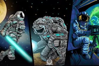 create high quality outer space astronaut illustration