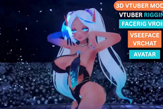 create 3d vtuber model, vtuber rigging, facerig, vroid, vseeface, vrchat avatar