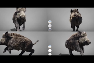 3d animal animation, animal rigging, fur, xgen 3d animal modeling