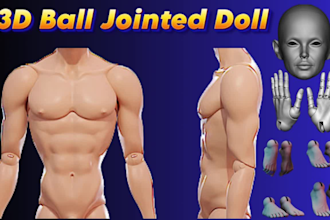 design a detailed articulated bjd doll or flexi 3d model for 3d printing