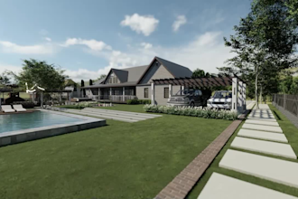 design backyard, patio, garden, pool, landscape and 3d renderings