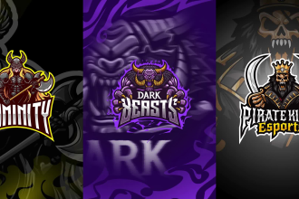 design esport logo for kick, tiktok, twitch, youtube, facebook gaming