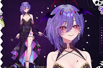 rig 2d vtuber model, anime art, 2d character design for live2d cubism commission