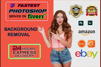 do photoshop editing background removal, hair masking within 24hours