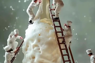 do 3d miniature video ai food miniature tiny worker for your brand
