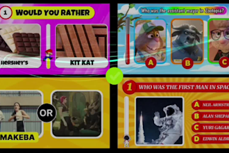 create high quality 1000 trivia, quiz, video for youtube or tiktok