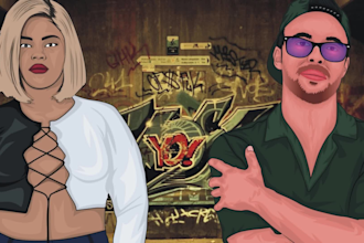 draw cartoon hip hop album cover art