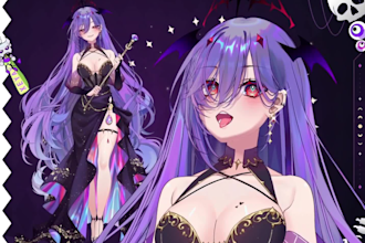 draw and rig female or male anime character design for live2d vtuber commissions
