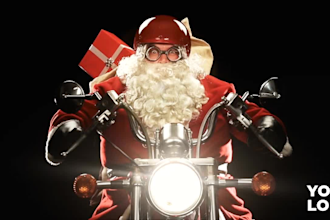 make santa claus on bike wishing christmas and new year video