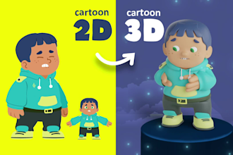 convert 2d to 3d character modeling cartoon style