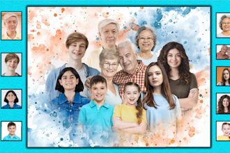 paint a watercolor portrait painting from your family photos