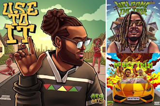 draw dope music cover art in a trap style cartoon