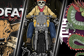 do awesome hand drawn for metal and punk band merchandise