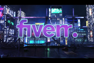 do 3d neon sign cyber night intro or text logo animation