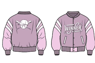 design varsity jacket  flat sketch tech pack  artwork