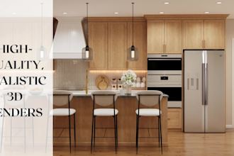 design kitchen interior in 3d and render