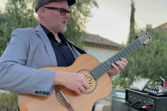 be your session musician recording guitars and bass guitar