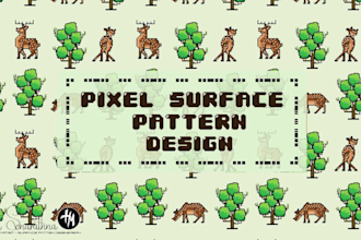 seamless pixel art surface patterns for print or digital use