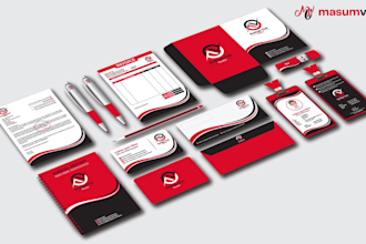design stationery with 2d, 3d, lettering or minimalist logo and stationary items