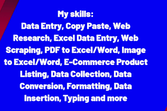 do data entry, data collection, data scraping, lead generation, email list