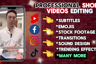instagram reels, youtube shorts, tiktok, ads, podcast and real estate video edit
