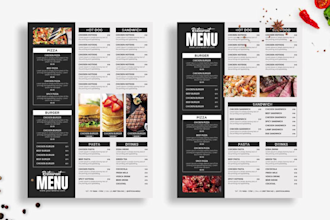 design attractive restaurant menu, food menu in 24 hours