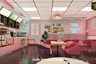 design modern restaurant, cafe, office, retail or convenience store interior 3d