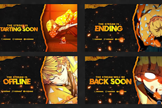 create animated anime stream overlay for twitch kick