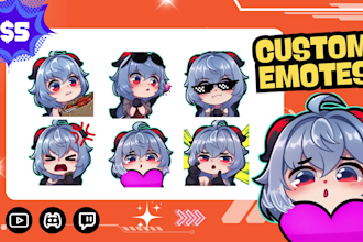 create twitch emotes, cute anime chibi, animated emotes, emote badges for your