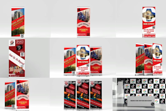 do roll up banner, retractable, sign billboard design in 3hr