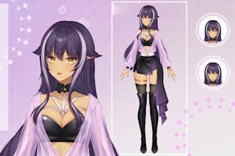 draw and rig 2d vtuber design, 3d vtuber model, 3d vroid for live2d commission