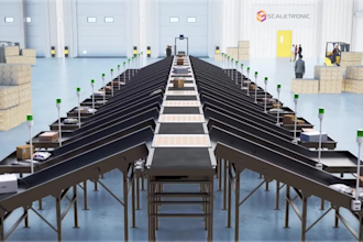 do 3d industrial animation for warehouse logistics and parcel automation system