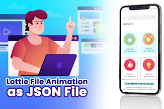 make custom json lottie animation for website, mobile apps