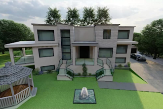 do house, yard designs with 3d renders and walkthrough video