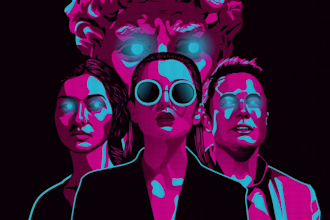create 80s synthwave vaporwave retro vintage portrait illustration from photo