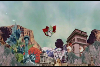 create a surreal collage animation music video or spotify canvas