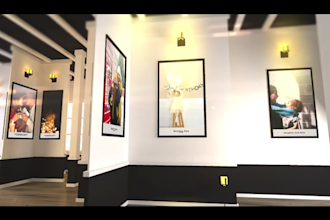 create realistic 3d art gallery slideshow video