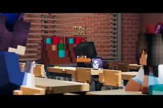 make 3d minecraft for short video music intro cinematic animation for you