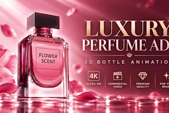 do 4k 3d perfume bottle animation, ai commercial video, ai luxury product video