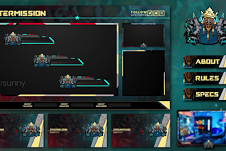 design animated twitch overlay package and logo