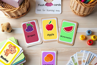 design a educational flashcards and worksheets for kids