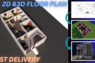 design 2d and 3d floor plans for real estate agents within 10 hours