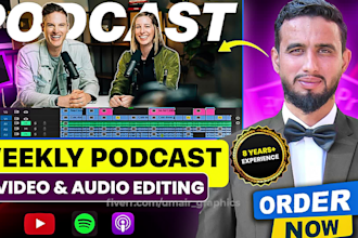 do weekly podcast audio video editing and cover art design
